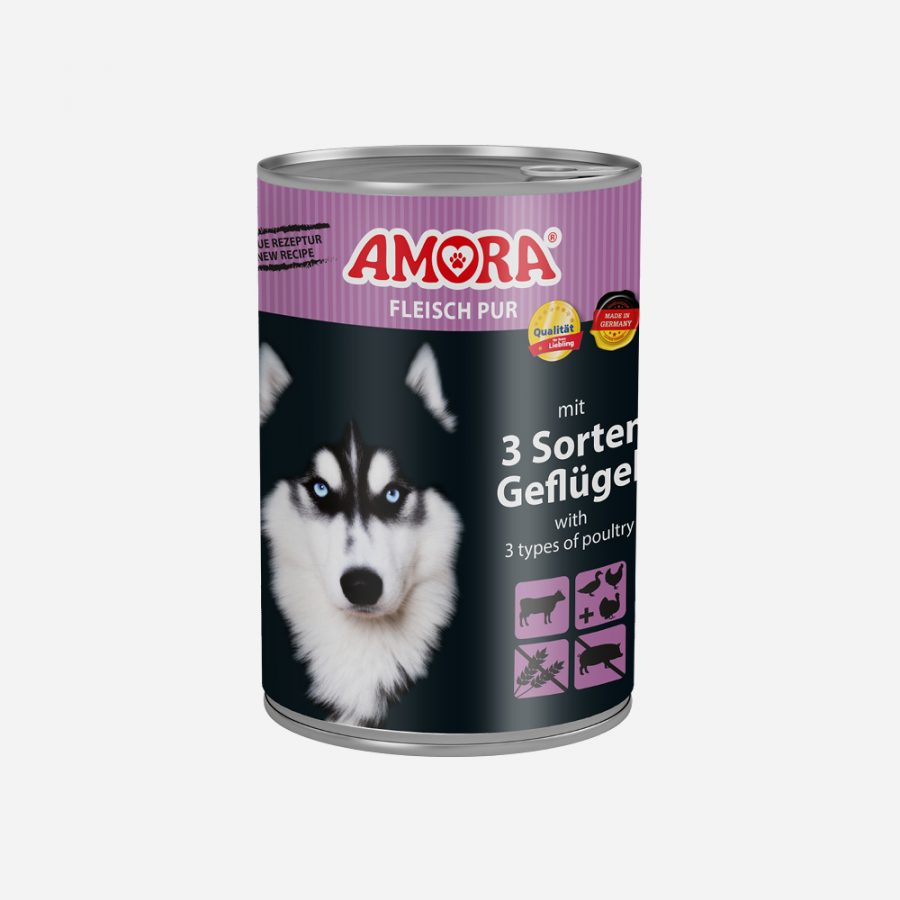 AMORA Dog Pur 3xGeflüg 400gD
